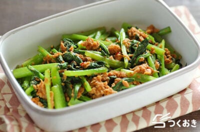 小松菜と豚ひき肉のチャプチェ風 - 香川県卸売青果ネットワーク