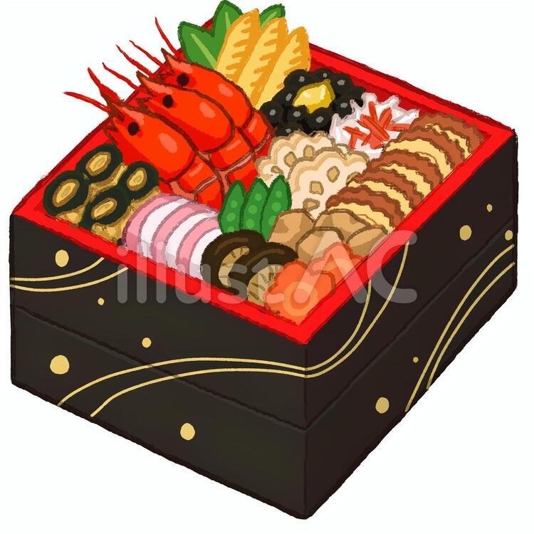 水彩おせち料理の具材無料ベクトル素材
