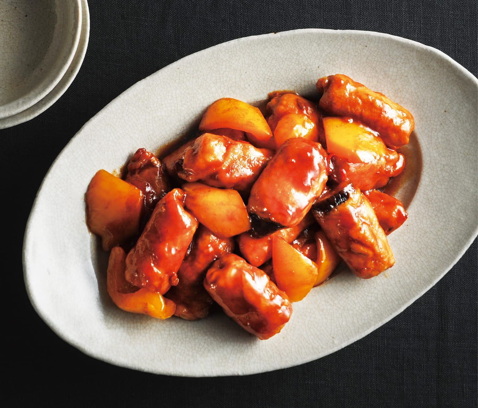 厚揚げとナスの酢豚風 厚揚げとナスをカラッと揚げて酢豚味の餡で仕上げます