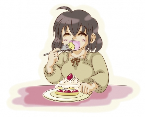 ケーキを食べる女性 イラスト素材1810072- フォトライブラリ