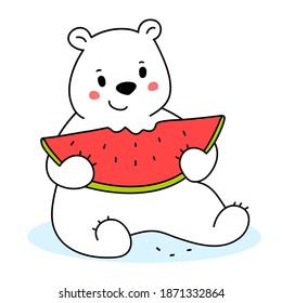 大きなスイカを食べるイラスト - イラストくん