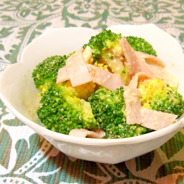 ブロッコリーとハムのコーンマヨ和え