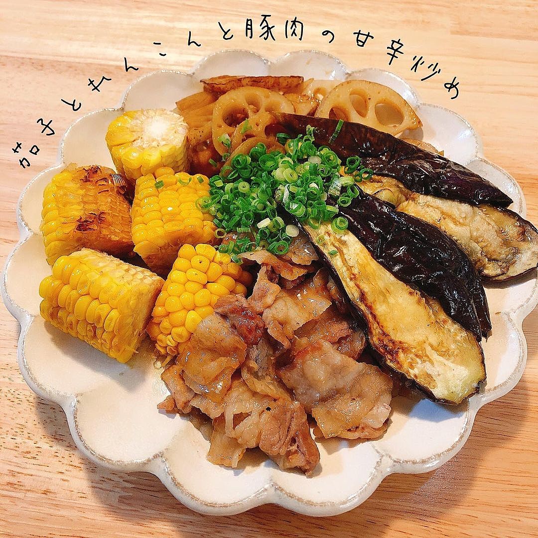 レンコンと豚肉の甘酢炒め