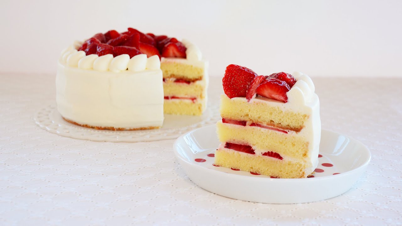 いちごのスクエアショートケーキStrawberry Square short cake made with 1 egg