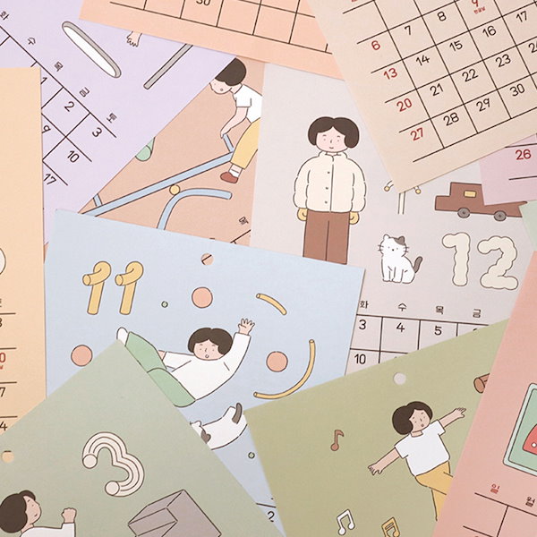 Qoo10インディゴ 韓国デザインイラストカレンダー 2023