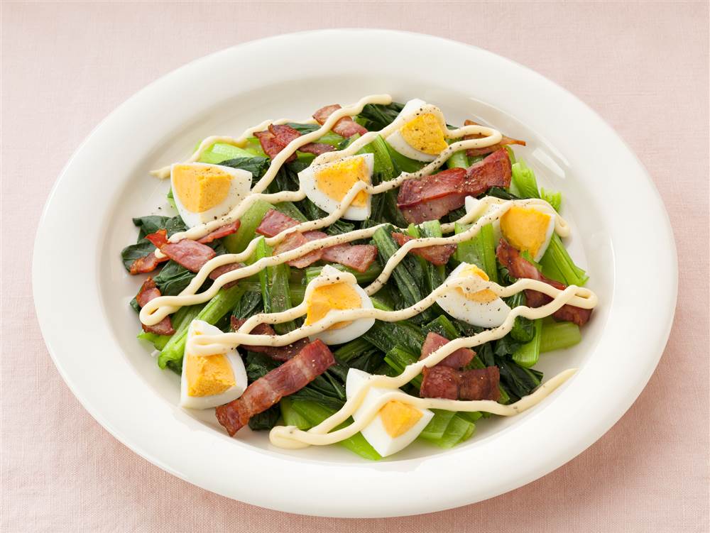 海老と小松菜と卵のレモンマヨネーズ和え