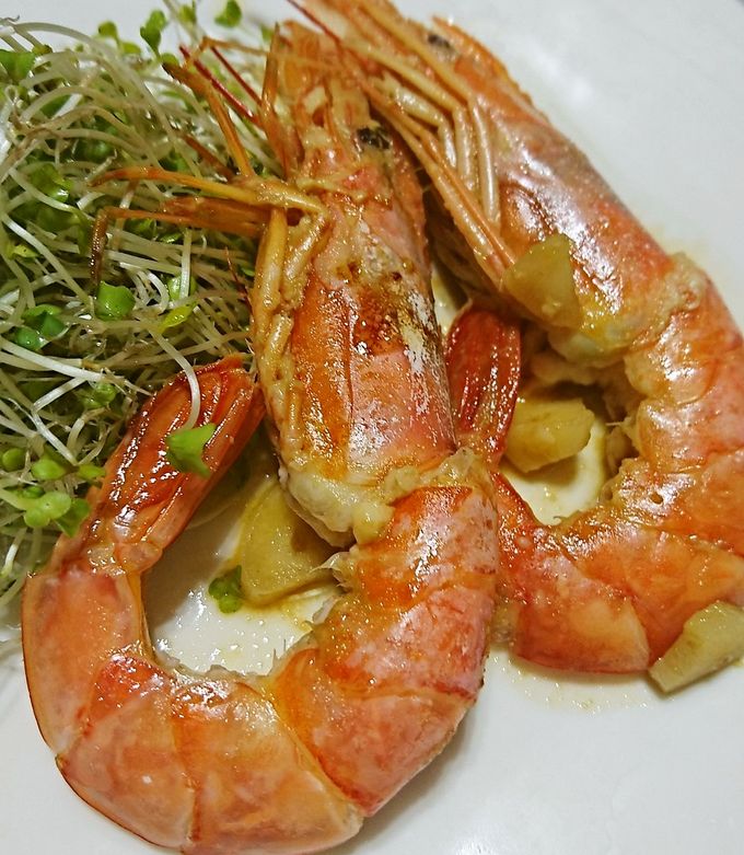 有頭エビの塩茹で