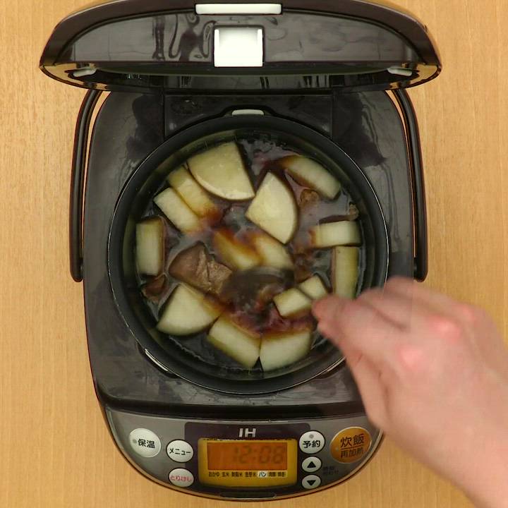 大根と牛細切れの炊飯器煮