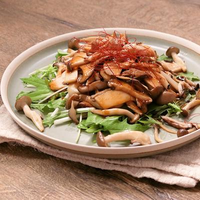 たっぷりキノコと水菜のサラダ