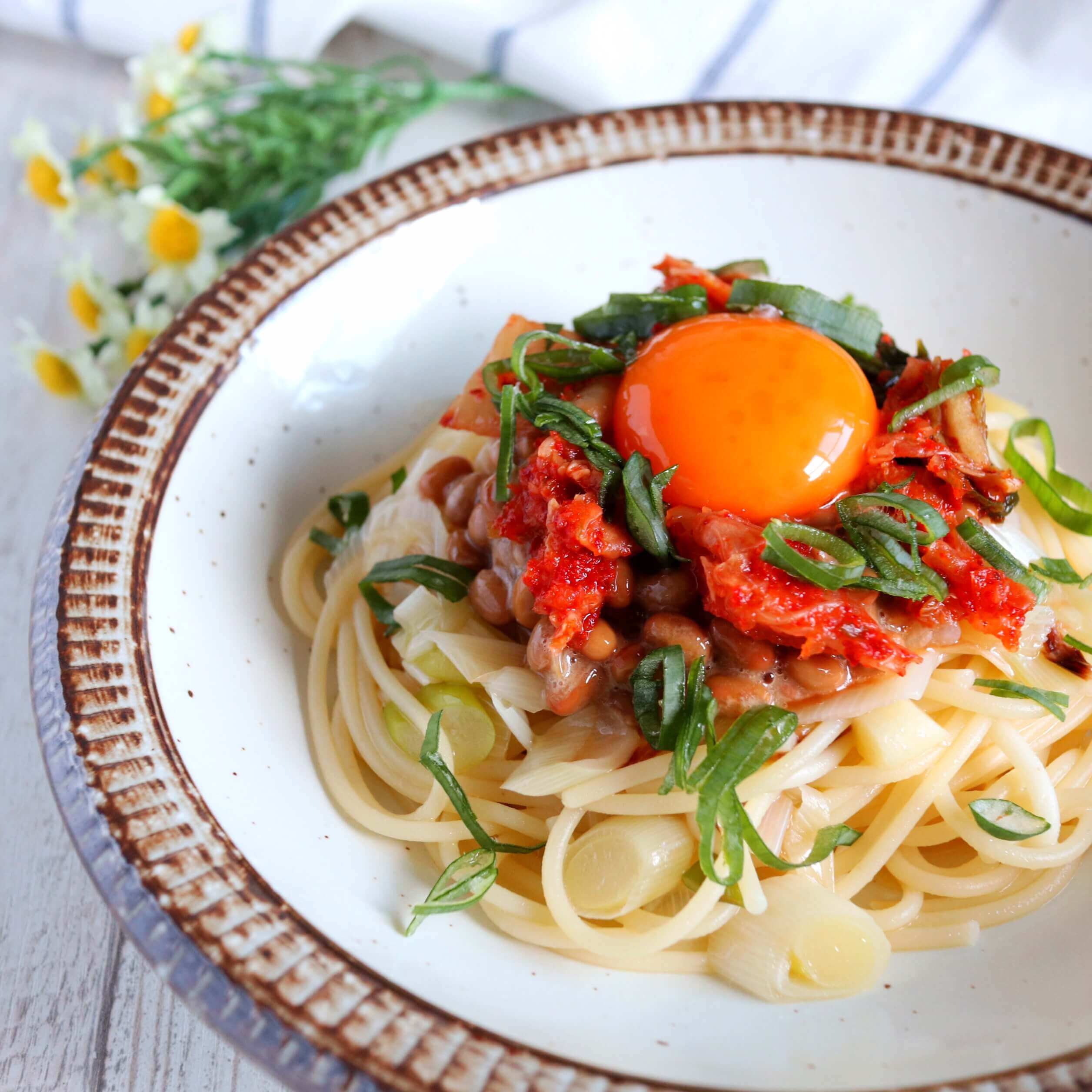 ツナとキムチの納豆パスタようこそ“Kimama Kitchen”へ♪