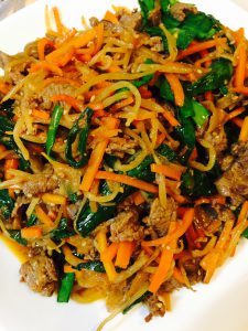 牛こま切れ肉でプルコギ丼