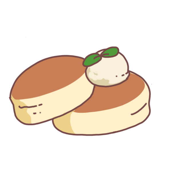 フルーツが乗ったパンケーキのイラストイラスト無料・かわいいテンプレート