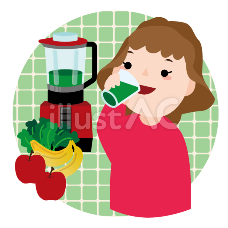 野菜ジュースを飲む女性のイラスト素材15106325- PIXTA