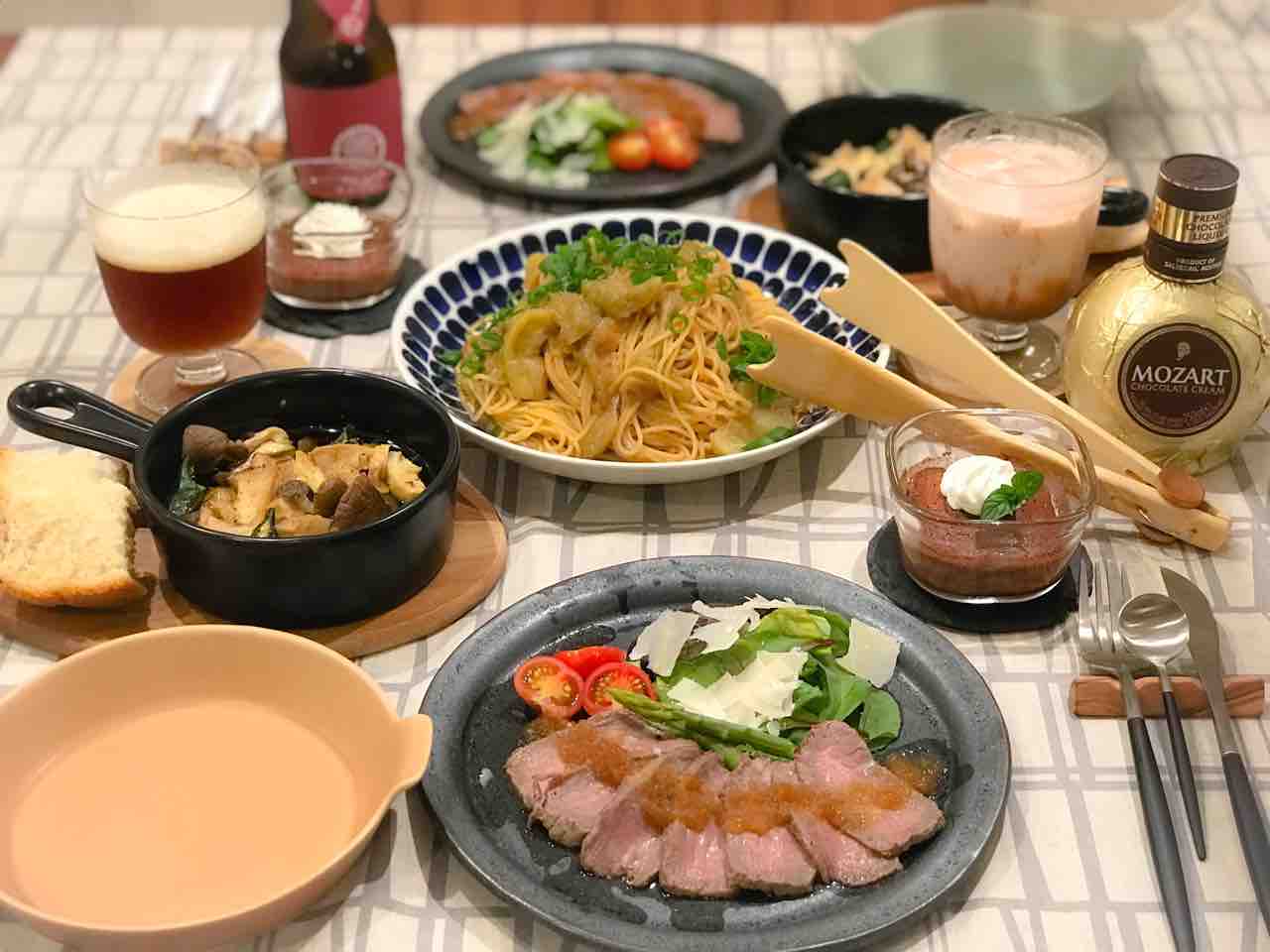 ローストビーフプレートの献立美味しいごはん