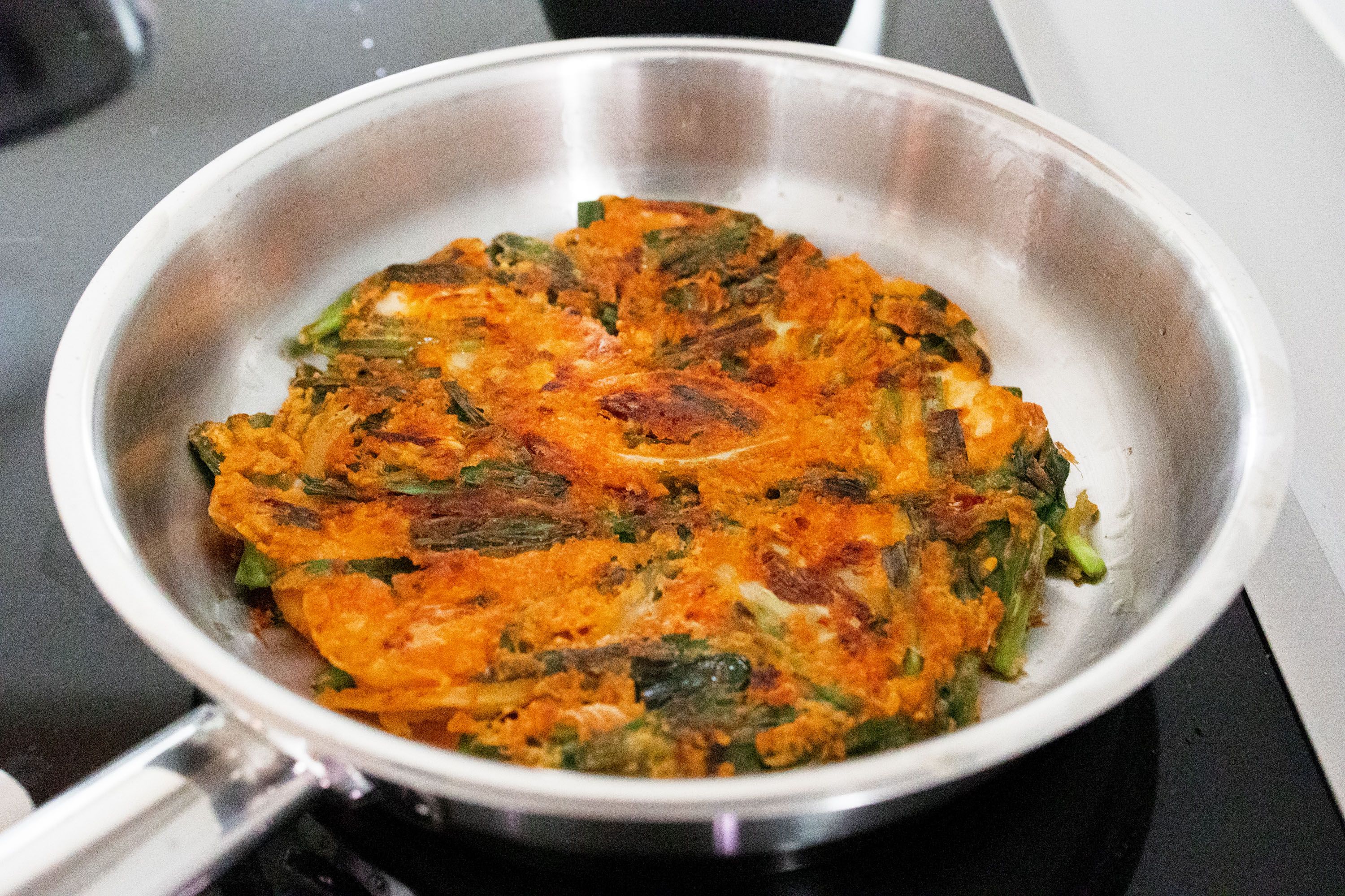 キムチとニラのチヂミ 山芋入り