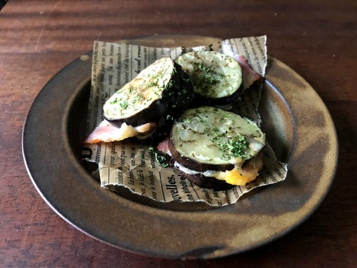 なすのベーコンチーズはさみ焼き