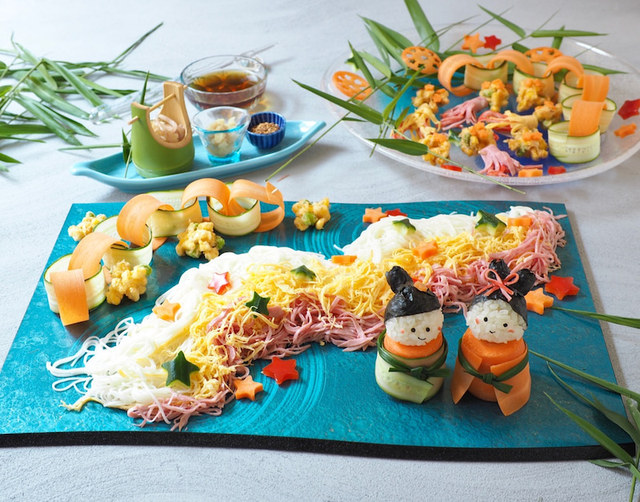 七夕に かわいい七夕そうめん