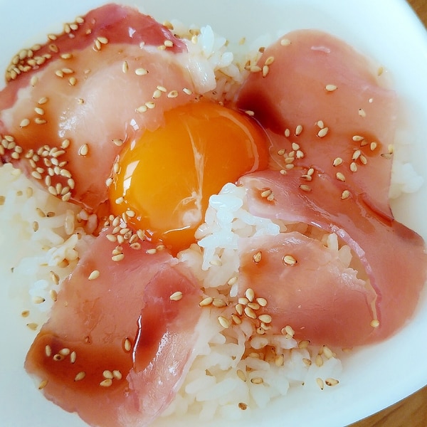 シャキシャキキャベツのハムエッグ丼