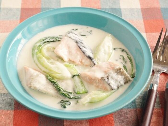 具だくさん！チンゲンサイの海鮮クリーム煮