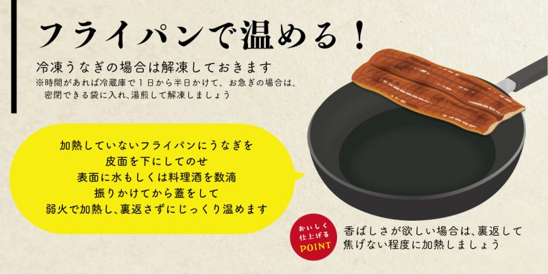 フライパンでふっくら絶品に。スーパーで購入した「うなぎ」の温め方