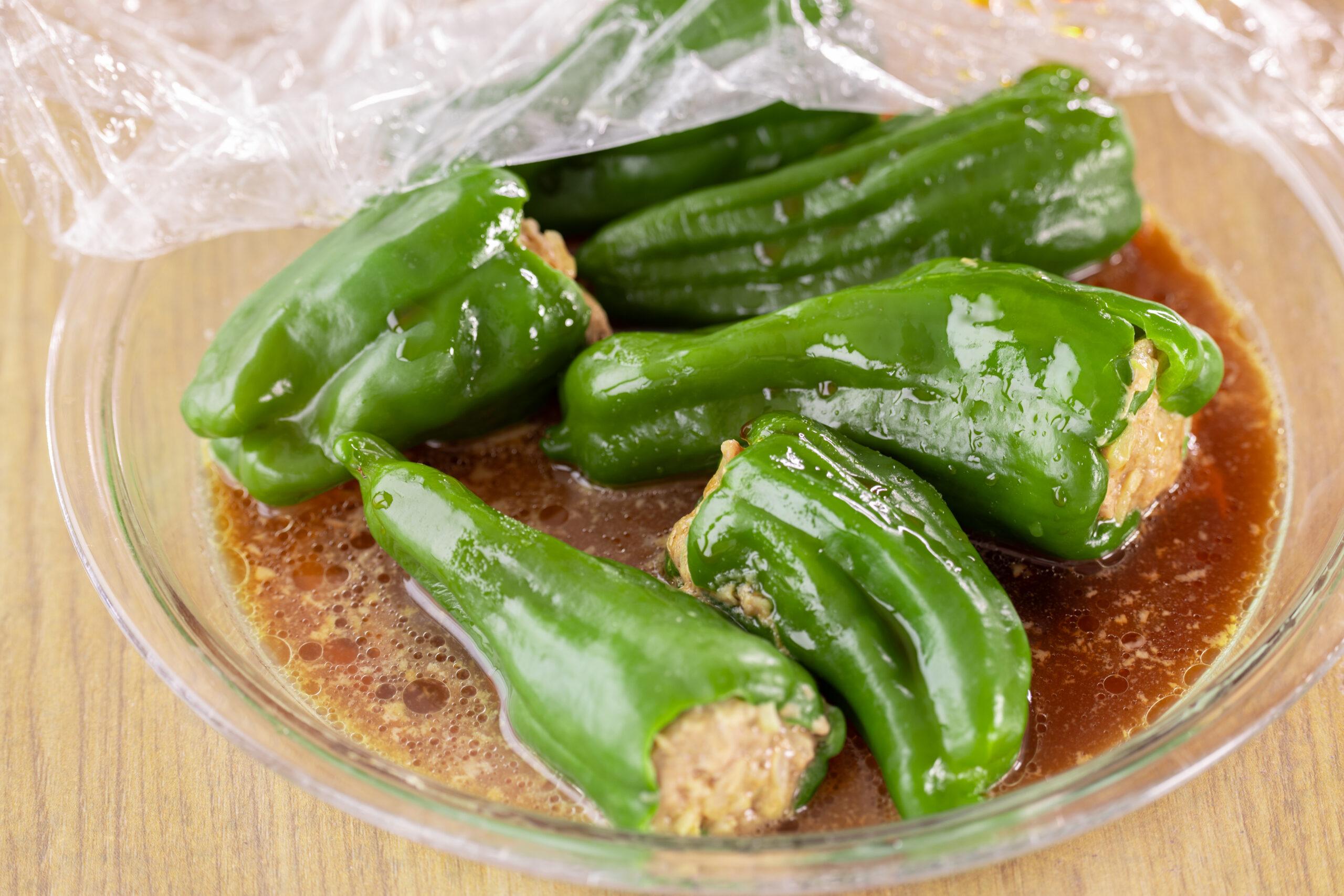 レンジで６分！ 超ジューシーピーマンの肉詰め時短 簡単