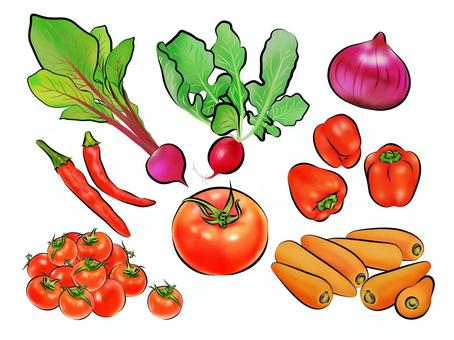 果物や野菜の赤い色のセット。ベクトルの図。赤色の食品。のイラスト素材・ベクター Image 90103726