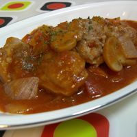 ちょっぴり和風 ロールチキンの赤ワイン煮