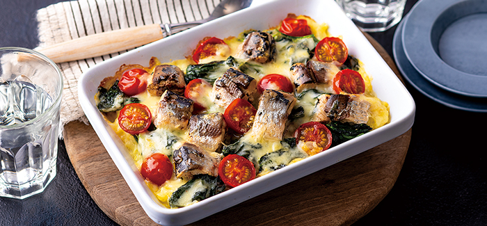 いわし水煮缶と根菜のペペロンチーノ炒め株式会社宝幸