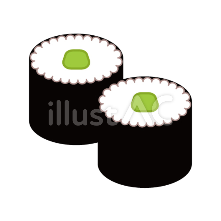 かっぱ巻きと梅しそ巻きのイラスト無料のフリー素材 イラストエイト