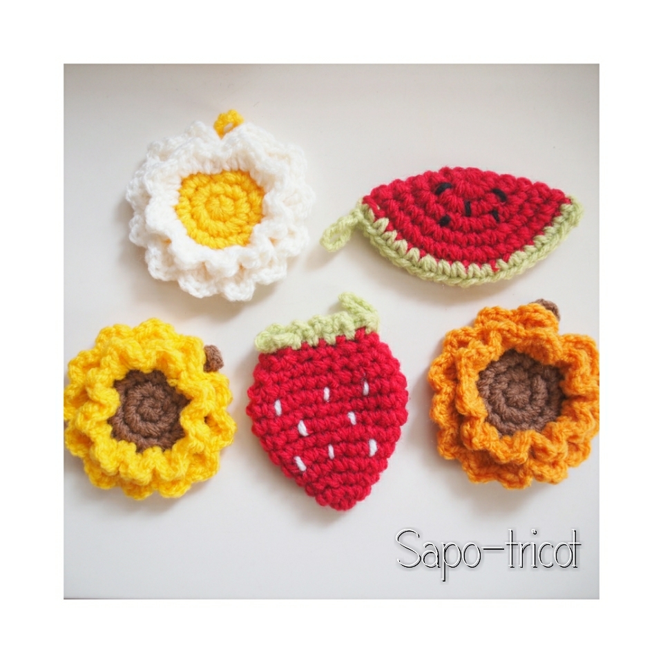 小花のアクリルたわしの作り方その他ファッション アトリエハンドメイドレシピ 作り方 と手作り情報サイト