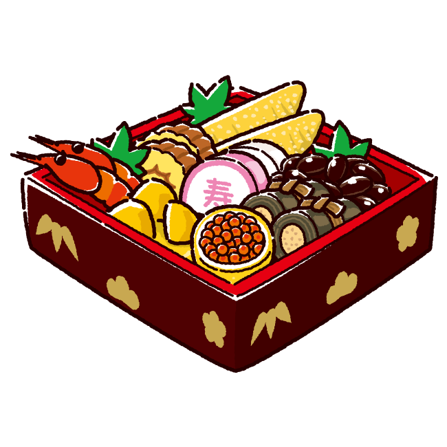 重箱に入ったおせち料理のイラスト無料イラスト素材のillalet