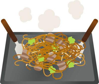 屋台の焼きそばの看板のイラスト - ONWAイラスト