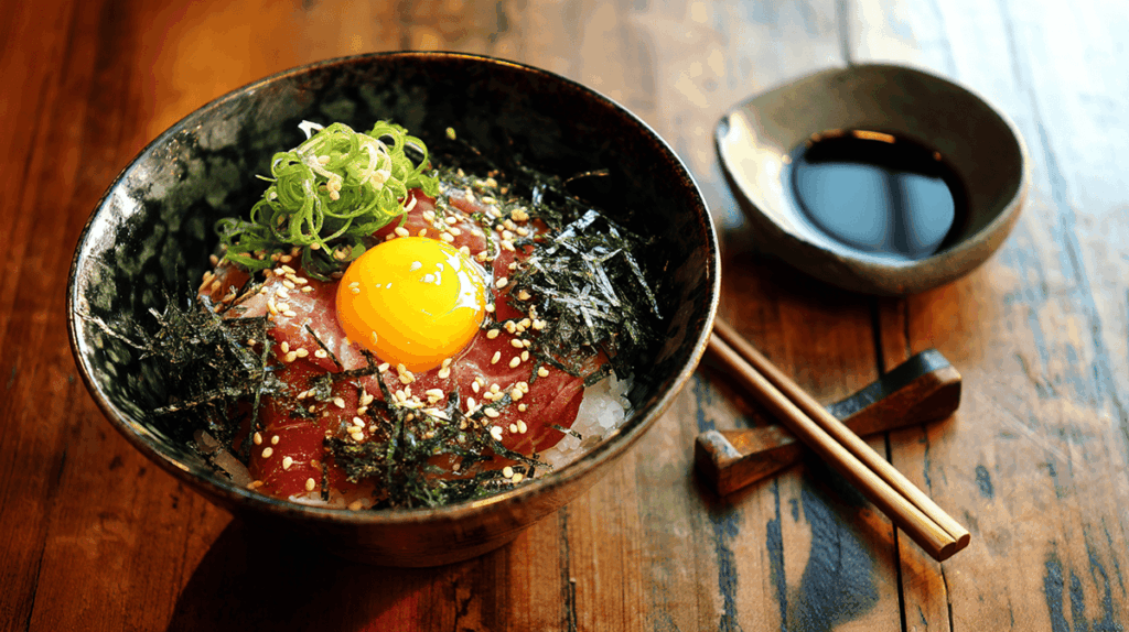 ランチに簡単！ハムとネギの玉子丼