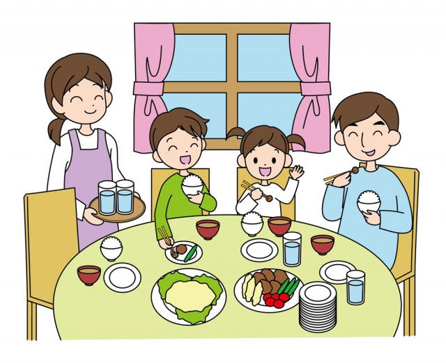 家族が一緒に食卓を囲む漫画イラスト素材透過、PNGフリー画像ダウンロード - Pngtree