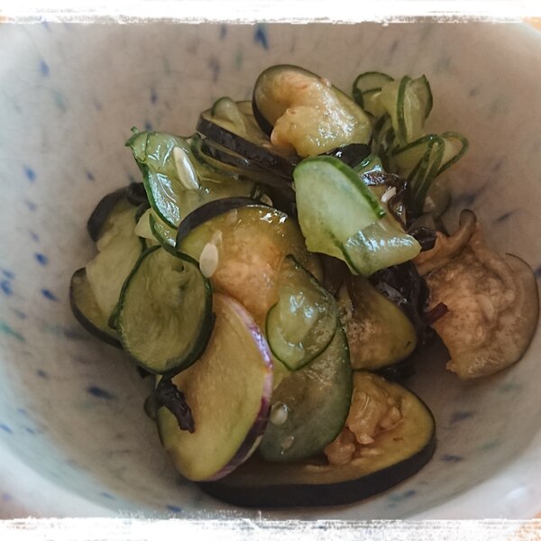 きゅうりとなすの塩昆布和え