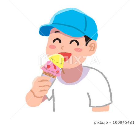 アイスクリームを食べている男のイラスト素材・ベクター Image 16945208