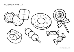 春のスイーツ 食べ物ぬりえぴよぴよプリント