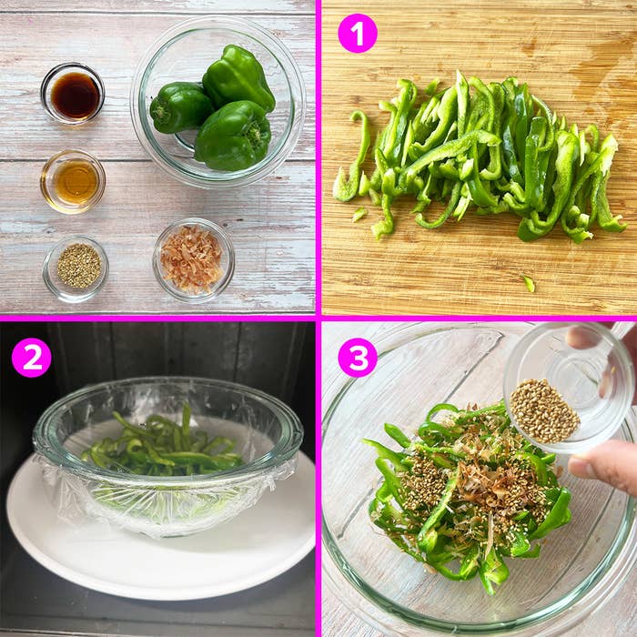 電子レンジで簡単！えのきとピーマンのおかか和え