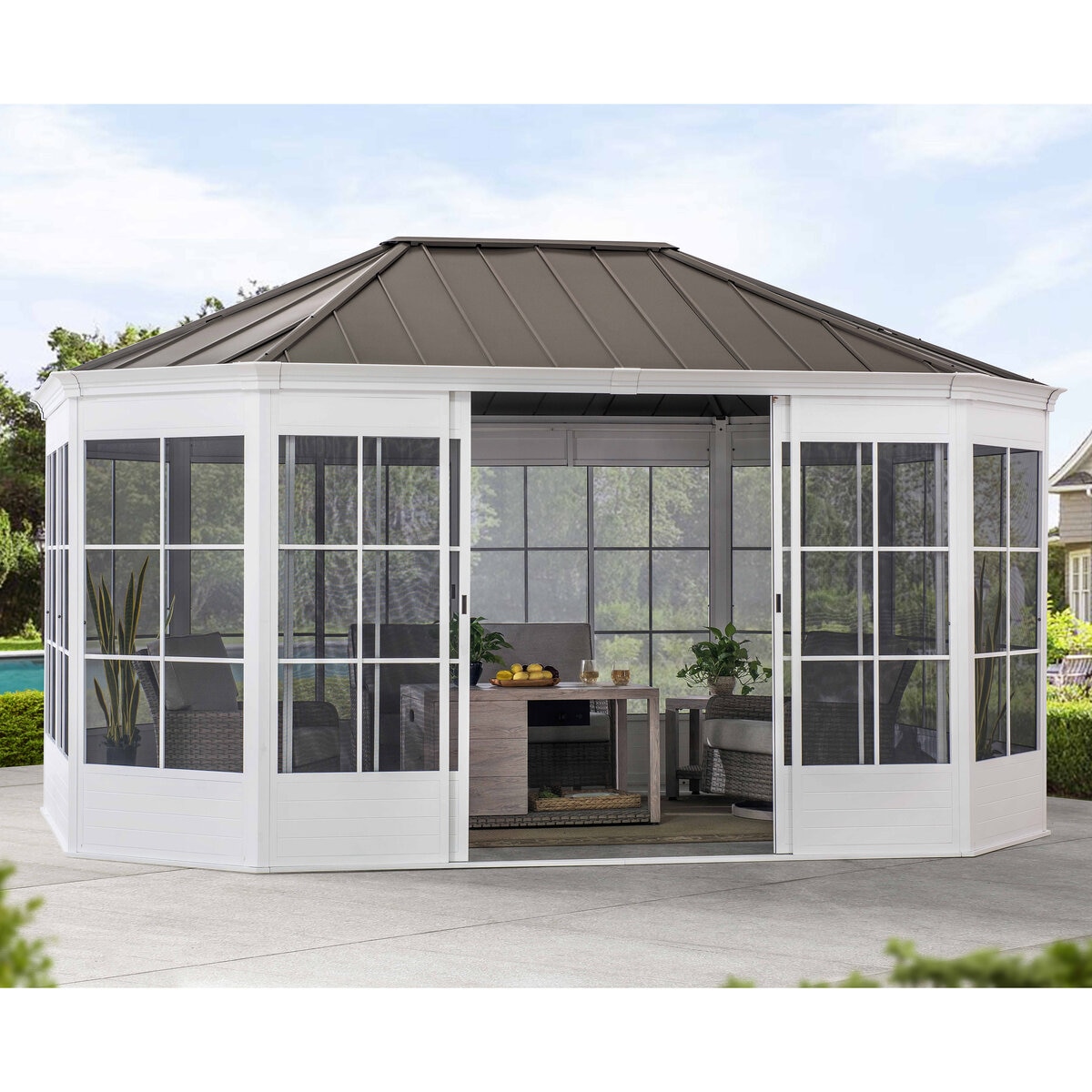 楽天市場送料無料・直送品 Suncast Cabana バーカウンター付き 屋外物置 大型 8×7フィート SHED 収納ボックスストレージボックス スツール付き 庭 アウトドア用品 ガーデニング用品 コストコ : ウイッチ