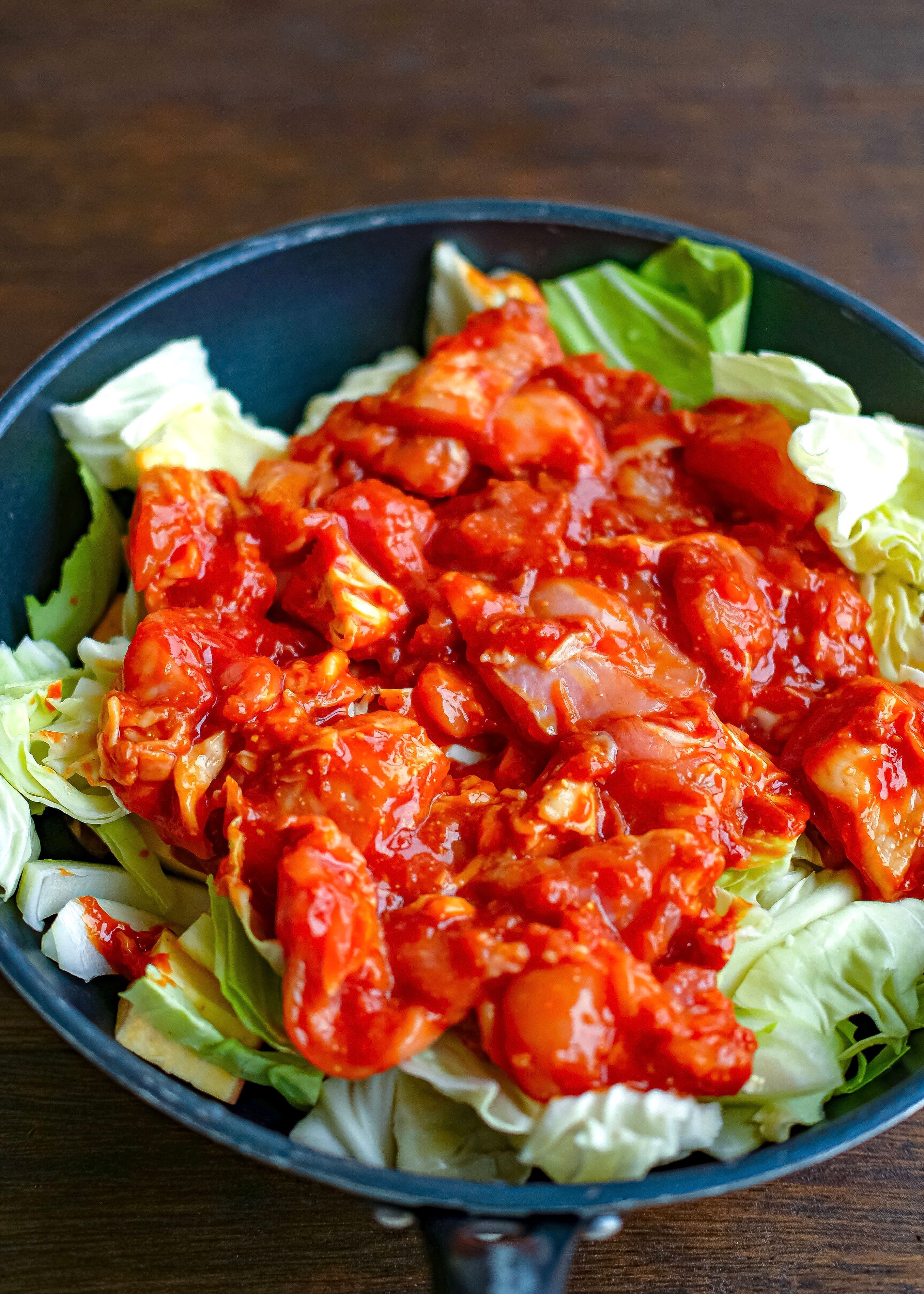 重ね煮でチーズタッカルビ風レシピ！ノンオイル砂糖なし！チーズなし管理栄養士namiのレシピブログ