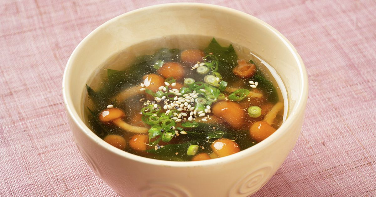 なめこと青菜の卵スープ