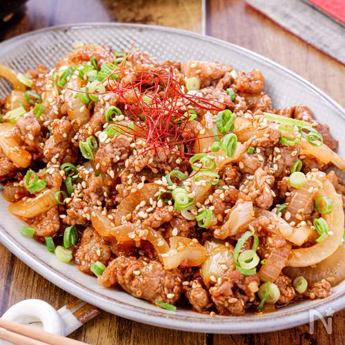 牛肉と玉ねぎのプルコギ風炒め