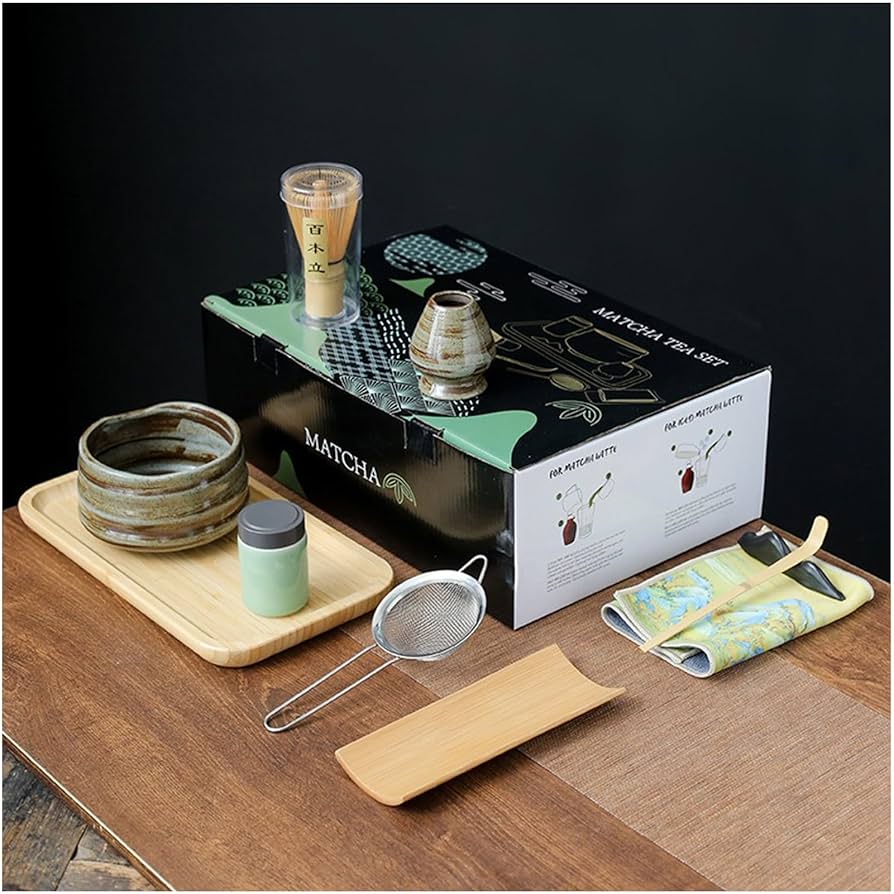 楽天市場 お点前セット お抹茶セット 茶道具 初心者 竹製 茶筅 百本立 茶筅立 茶碗 茶杓 茶巾 茶こし 贈り物 抹茶泡立て器セット お抹茶7点セット: 内木商店