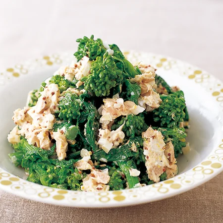 菜の花とサラダチキンの粒マスタードマヨ和え