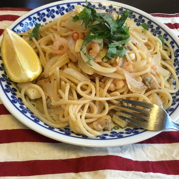 作ってみた やったもの勝ち！およね式 手間どろぼうレシピ『のりの佃煮で和風シーフードパスタ』