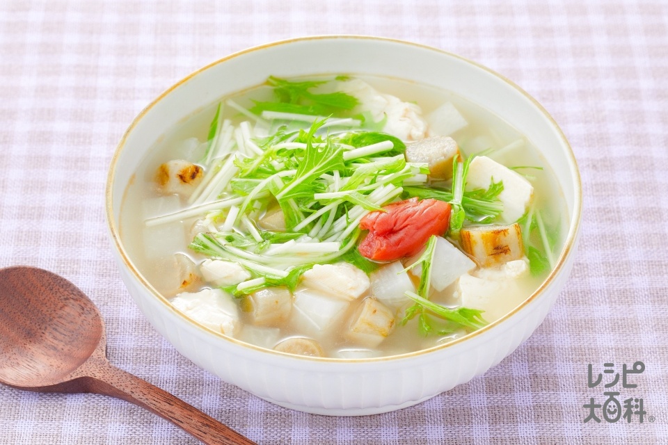 だし唐揚げの献立 副菜：ほうれん草とまいたけのおひたし、汁物：トマトのふんわり卵の味噌汁 献立・メニュー 味の素パーク たべる楽しさを、もっと