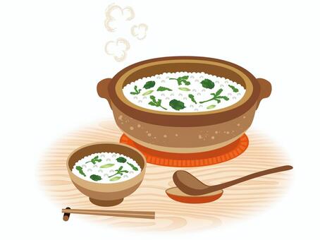 七草粥のイラスト 茶碗- イラストくん
