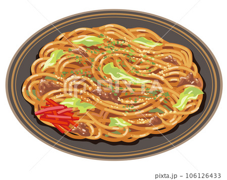 焼きそば屋台イラストのフリー素材イラストイメージ