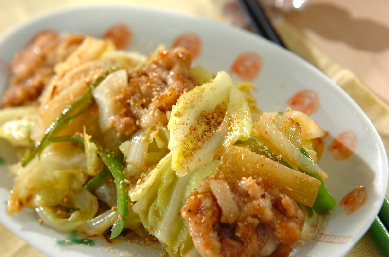 白菜と豚肉の和風野菜炒め♬