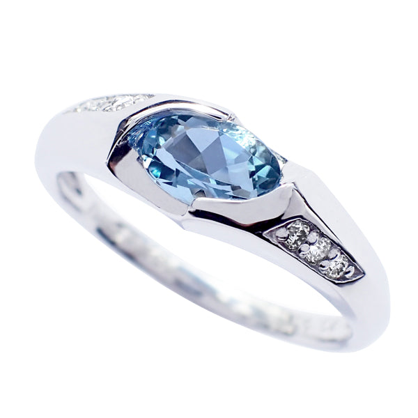 アクアマリンリング・K18・一粒・指輪・アクアマリンサンタマリア・リング